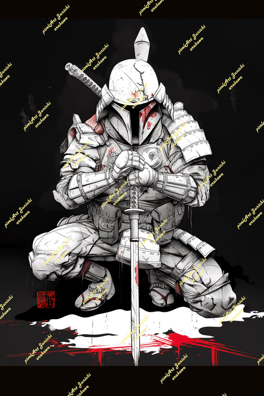 Mando kneeling Samurai