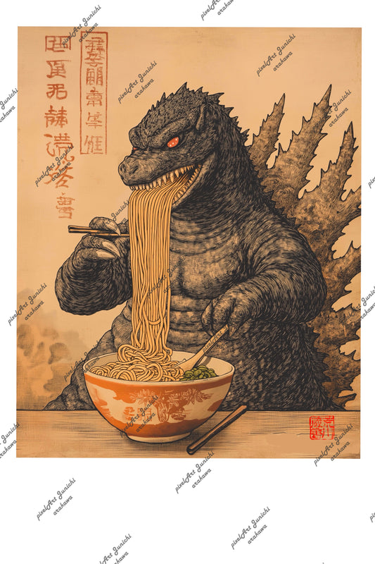 Godzilla Eating Ramen